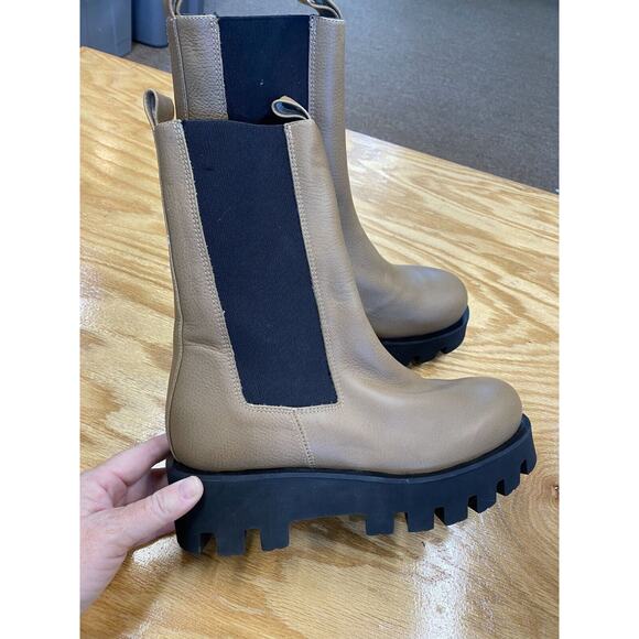 Paloma Barcelo Platform Chelsea Boots Women's 38 Brown Leather Round Toe S72 - Picture 4 of 7